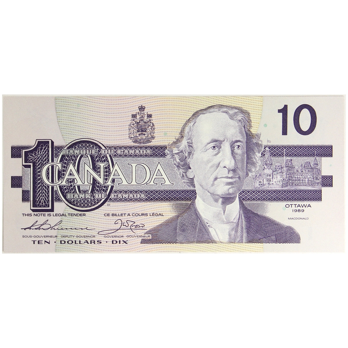 BC-57a 1989 Canada $10 Thiessen-Crow, AEZ, Uncirculated (MS60)