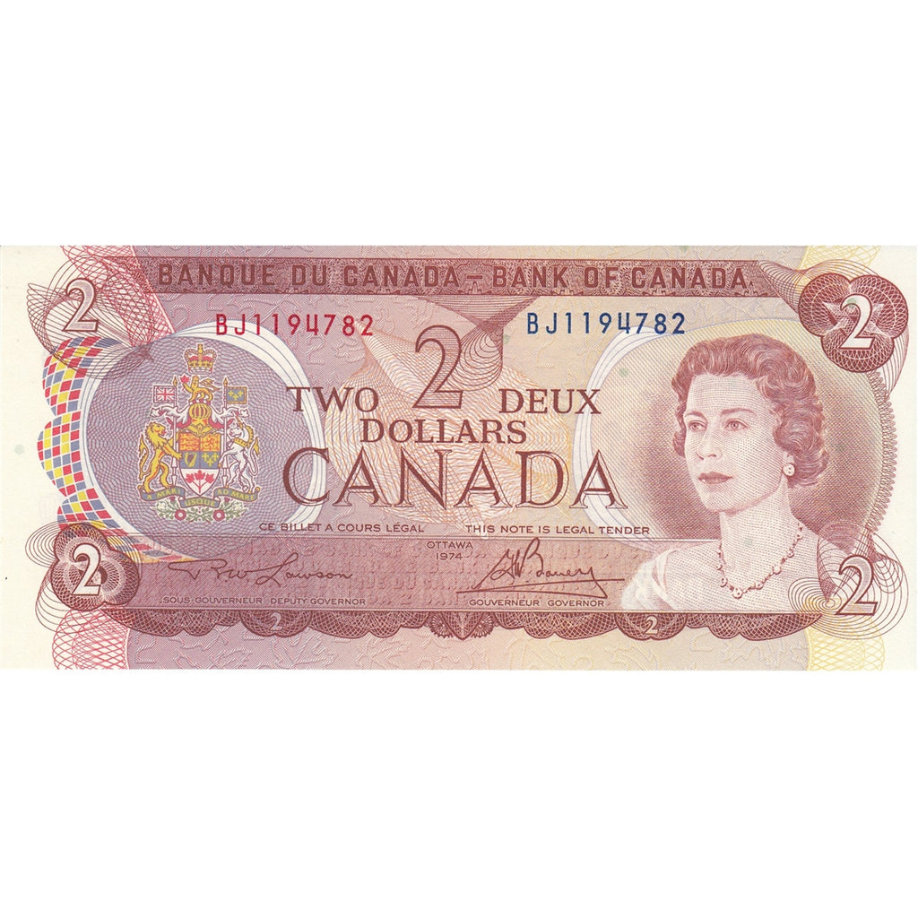 BC-47a 1974 Canada $2 Lawson-Bouey, BJ, Choice Uncirculated (CUNC63)