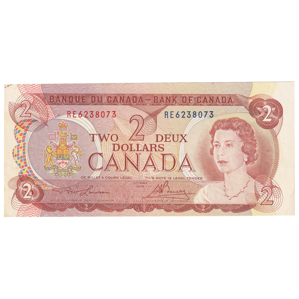 BC-47a 1974 Canada $2 Lawson-Bouey, RE, Almost Uncirculated (AU50)