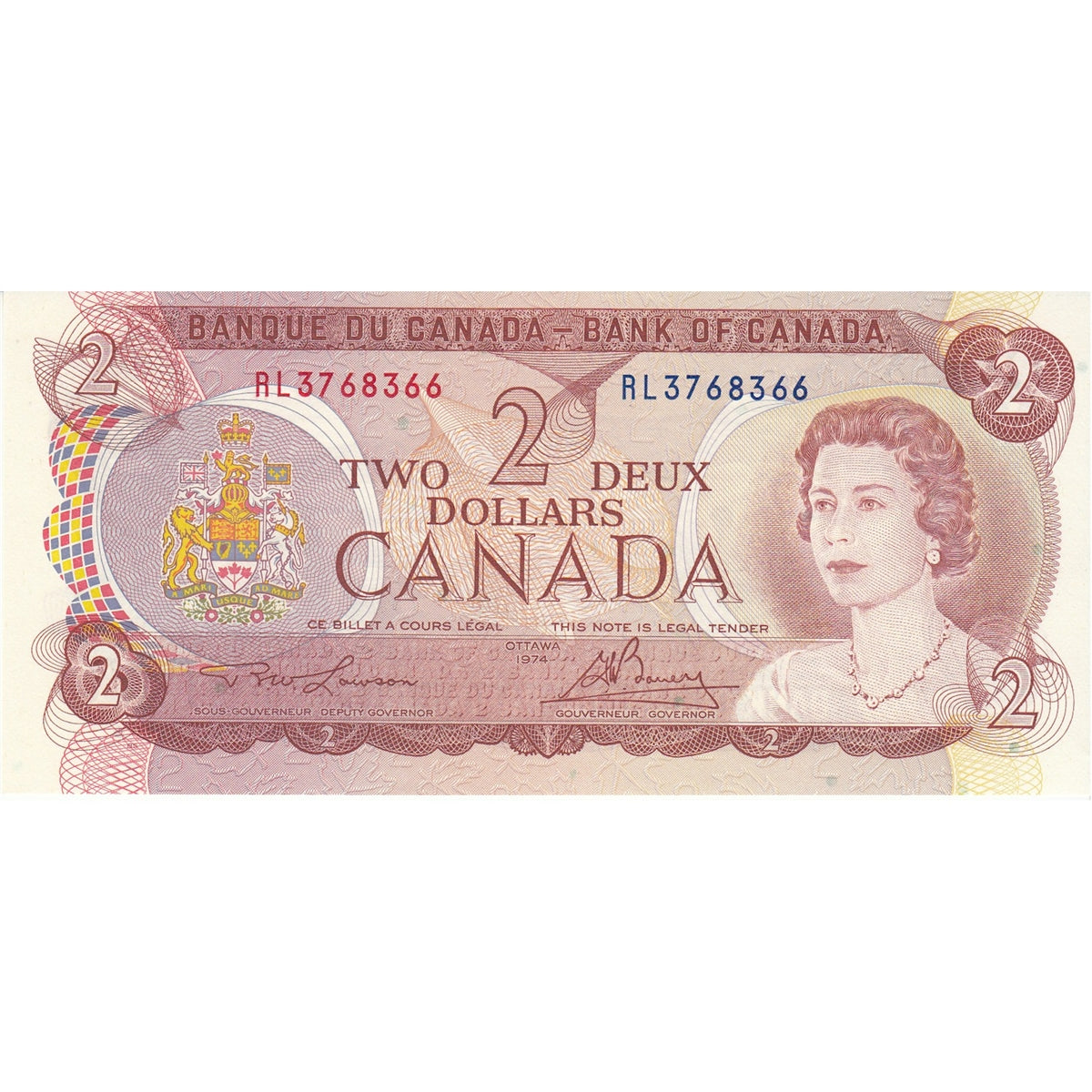 BC-47a 1974 Canada $2 Lawson-Bouey, RL, Choice Uncirculated (CUNC63)