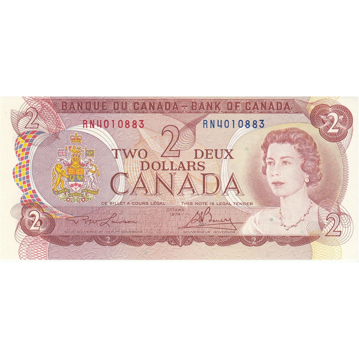 BC-47a 1974 Canada $2 Lawson-Bouey, RN, Uncirculated (MS60)