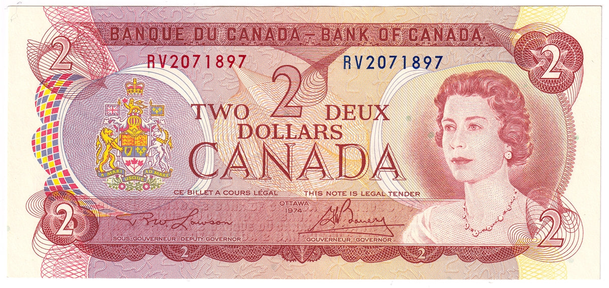 BC-47a 1974 Canada $2 Lawson-Bouey, RV, Uncirculated (MS60)