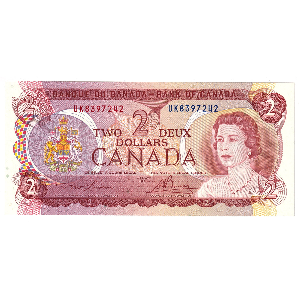 BC-47a 1974 Canada $2 Lawson-Bouey, UK, Uncirculated (MS60)