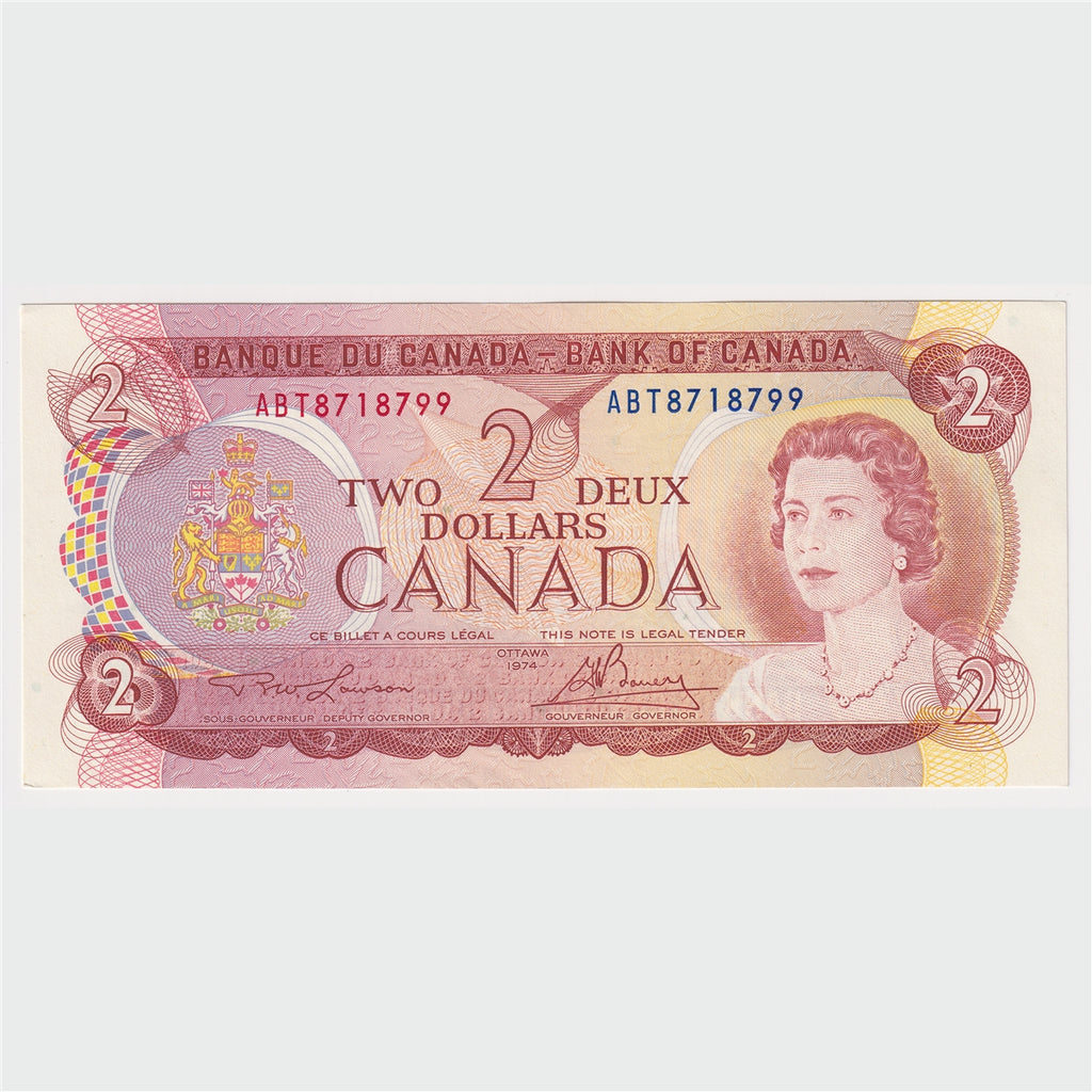 BC-47a-i 1974 Canada $2 Lawson-Bouey, ABT, AU-UNC (AU55)