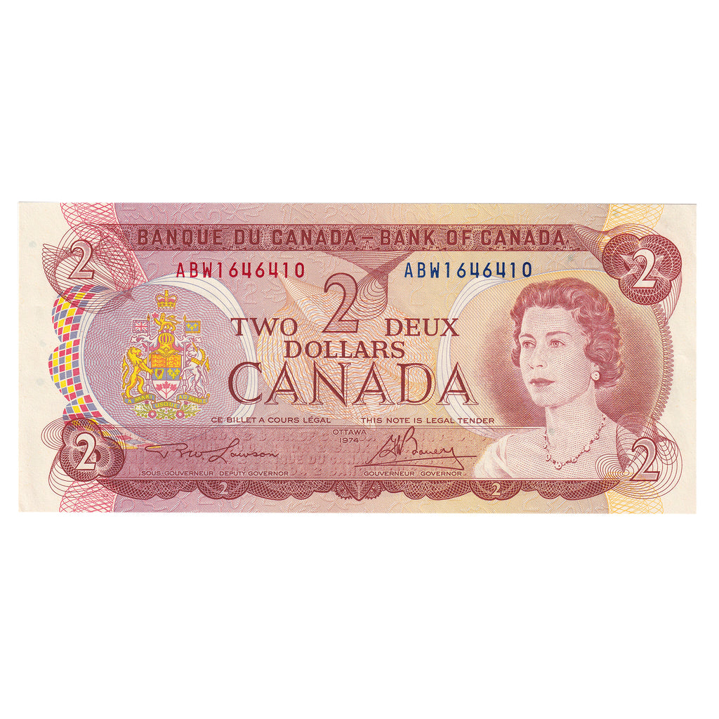 BC-47a-i 1974 Canada $2 Lawson-Bouey, ABW, AU-UNC (AU55)