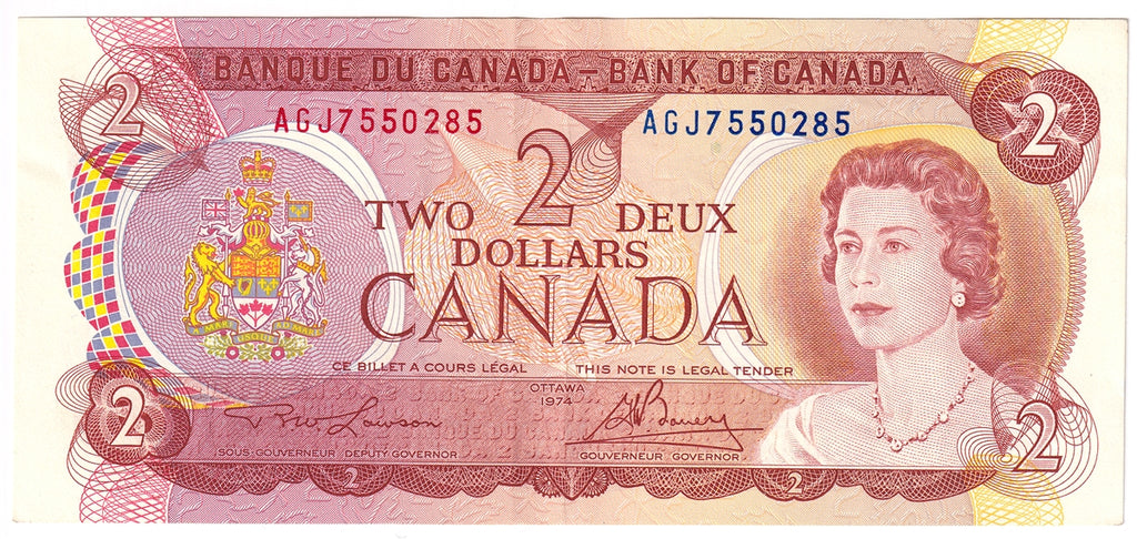 BC-47a-i 1974 Canada $2 Lawson-Bouey, AGJ, EF-AU (EF45)