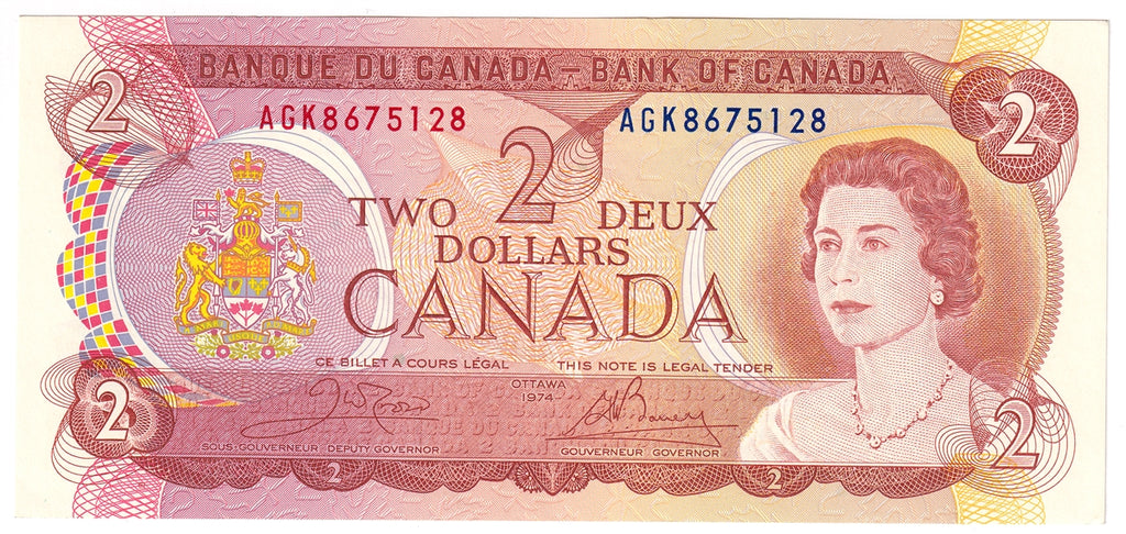 BC-47b 1974 Canada $2 Crow-Bouey, AGK, AU-UNC (AU55)