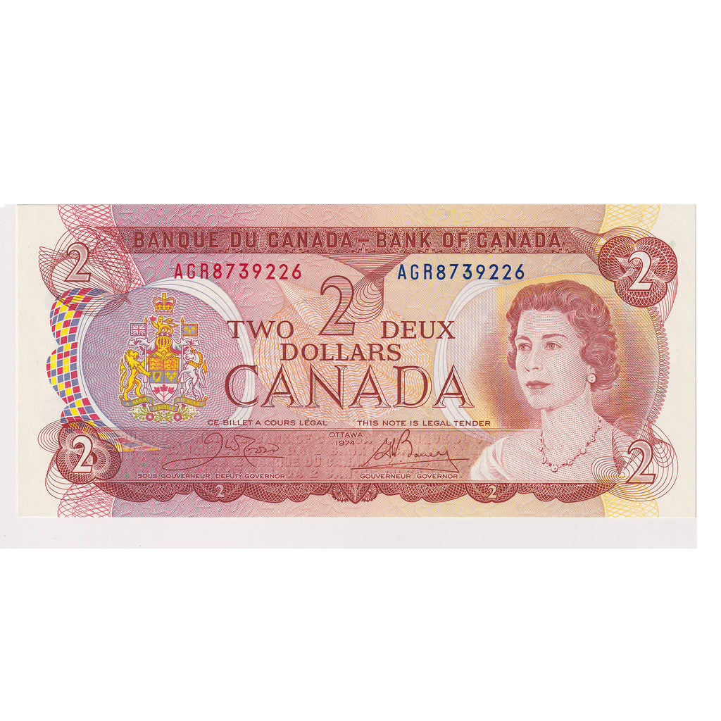 BC-47b 1974 Canada $2 Crow-Bouey, AGR, Choice Uncirculated (CUNC63)