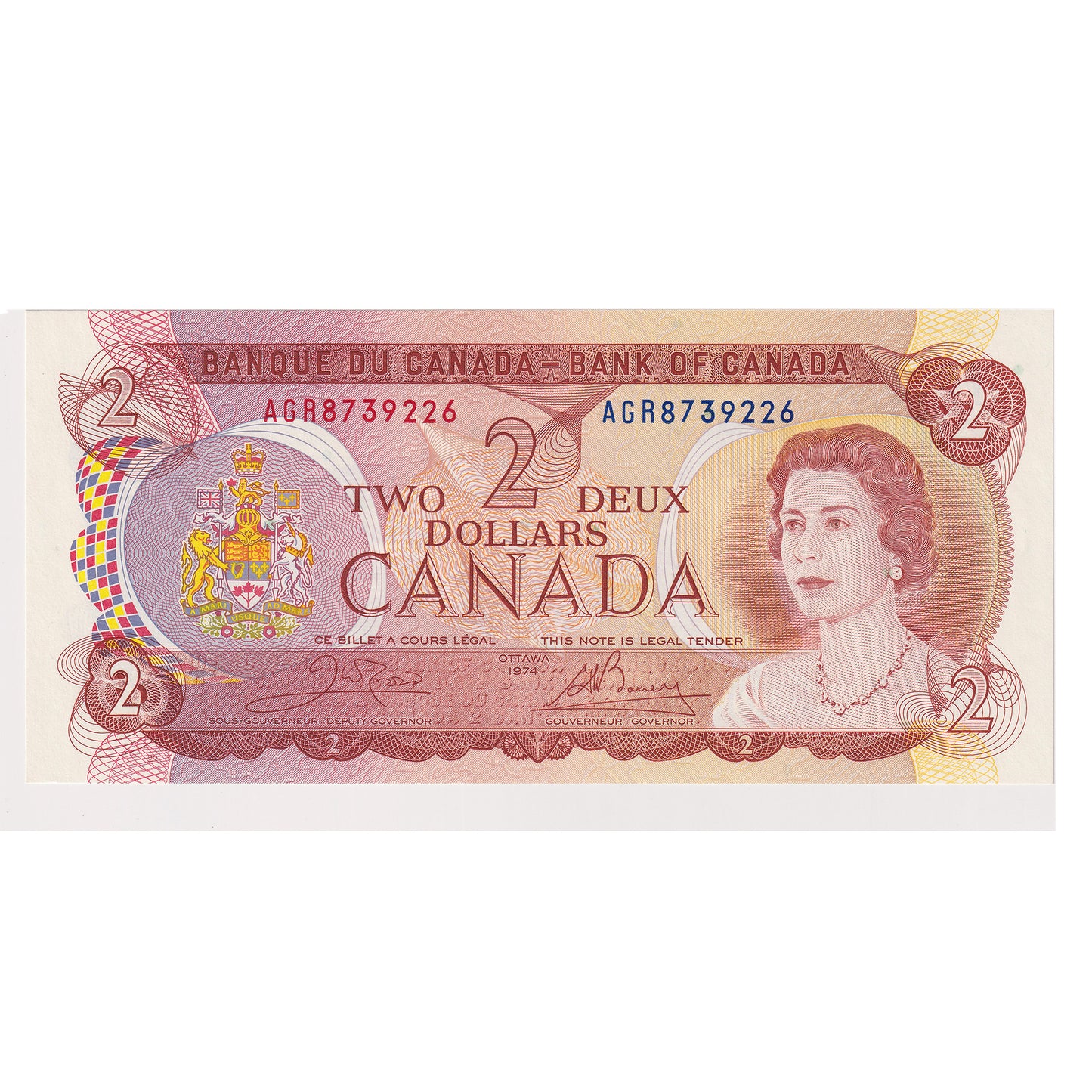 BC-47b 1974 Canada $2 Crow-Bouey, AGR, Choice Uncirculated (CUNC63)