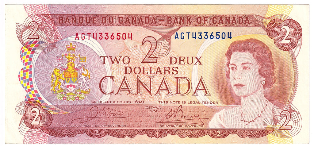 BC-47b 1974 Canada $2 Crow-Bouey, AGT, EF-AU (EF45)