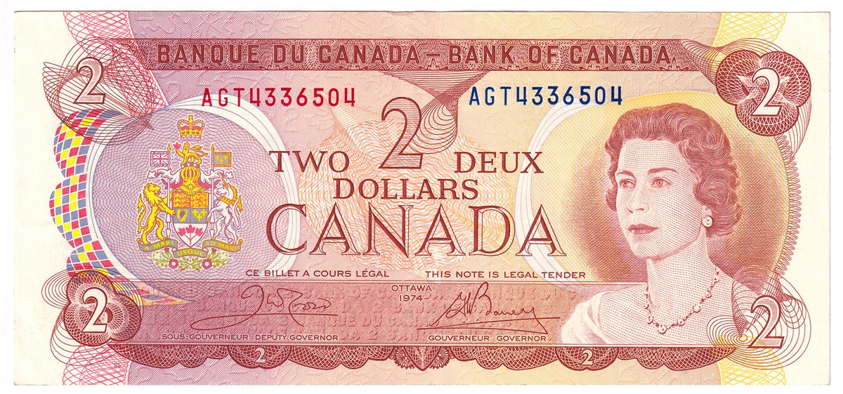 BC-47b 1974 Canada $2 Crow-Bouey, AGT, EF-AU (EF45)