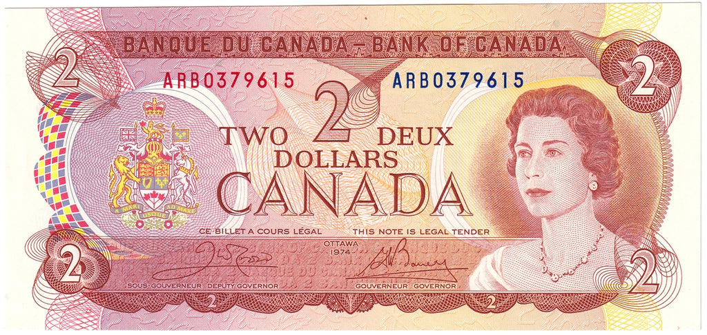 BC-47b 1974 Canada $2 Crow-Bouey, ARB, Uncirculated (MS60)