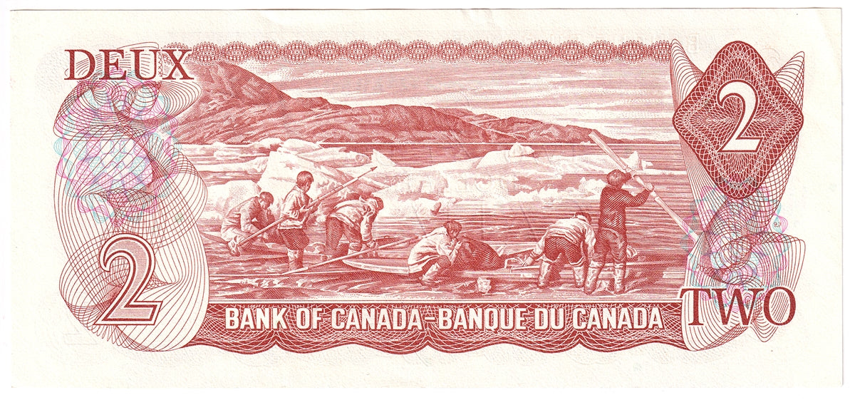BC-47b 1974 Canada $2 Crow-Bouey, ARB, Almost Uncirculated (AU50)