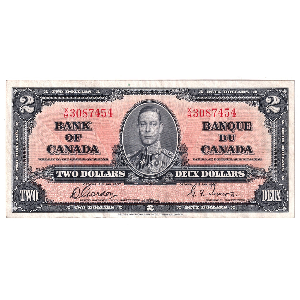BC-22b 1937 Canada $2 Gordon-Towers, X/B, Extra Fine (EF40)