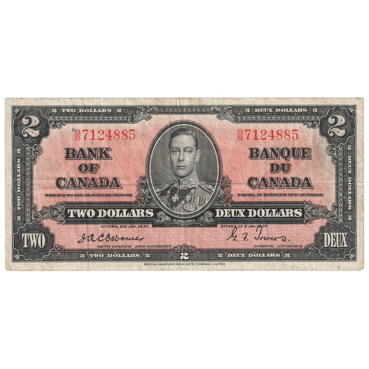 BC-22a 1937 Canada $2 Osborne-Towers, B/B, VF