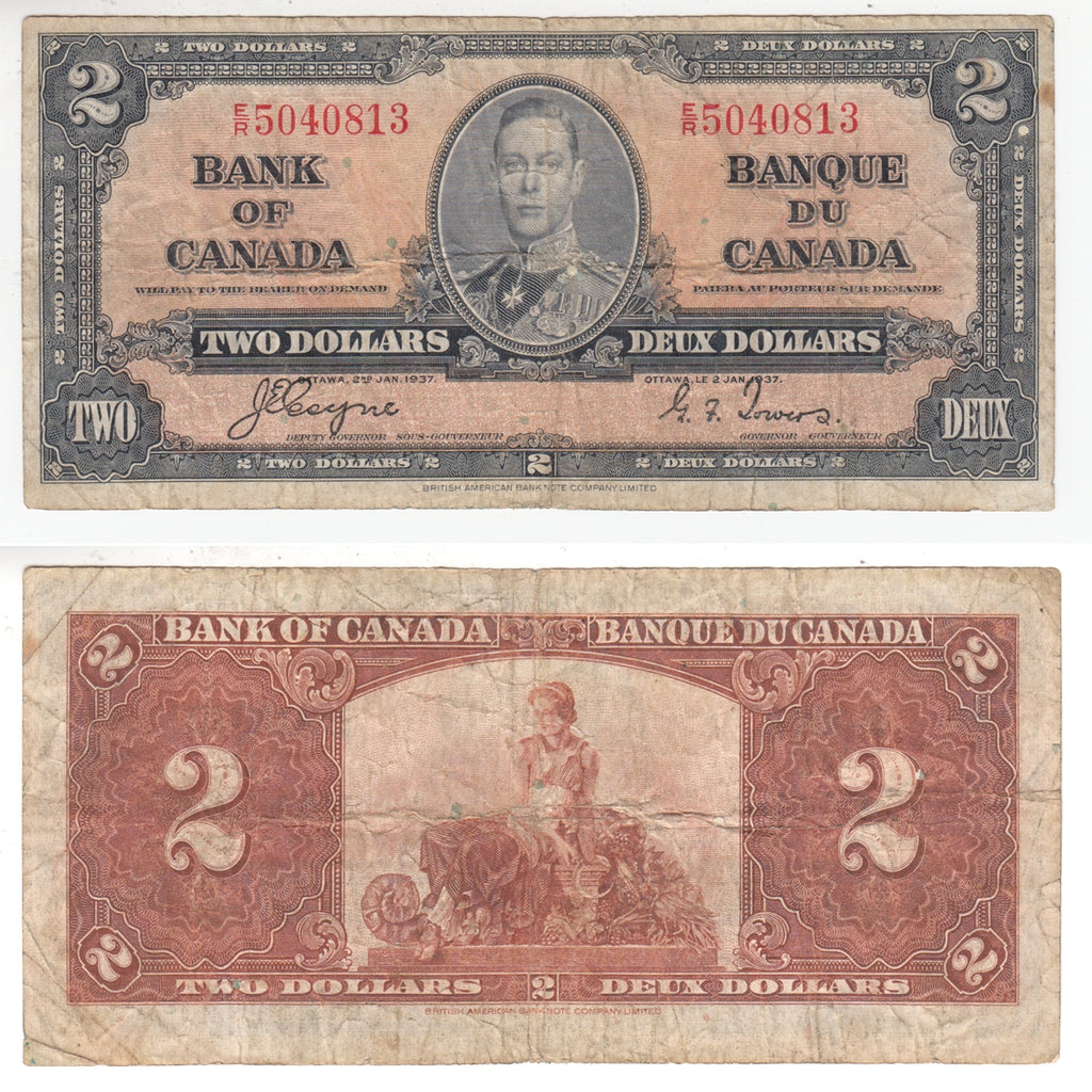BC-22c 1937 Canada $2 Coyne-Towers, E/R, VG-F
