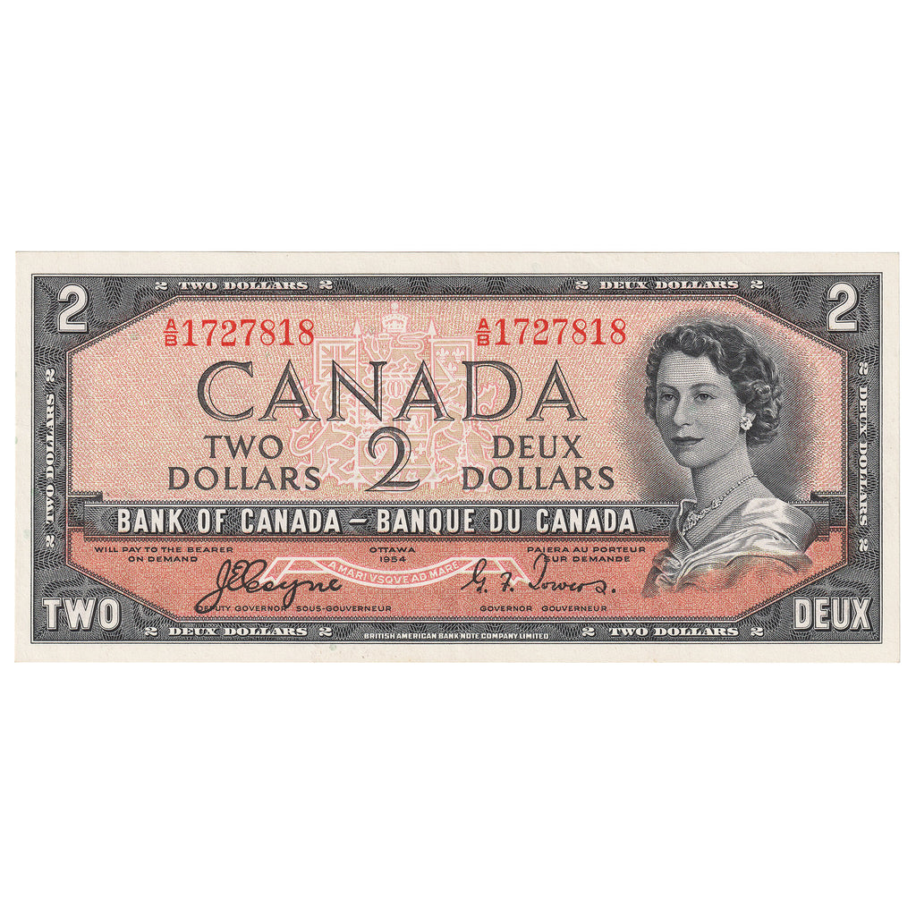 BC-30a 1954 Canada $2 Coyne-Towers, Devil's Face, A/B, EF-AU