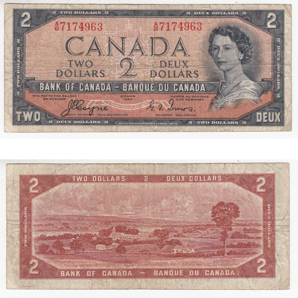 BC-30a 1954 Canada $2 Coyne-Towers, Devil's Face, A/B, VG-F (VG10)