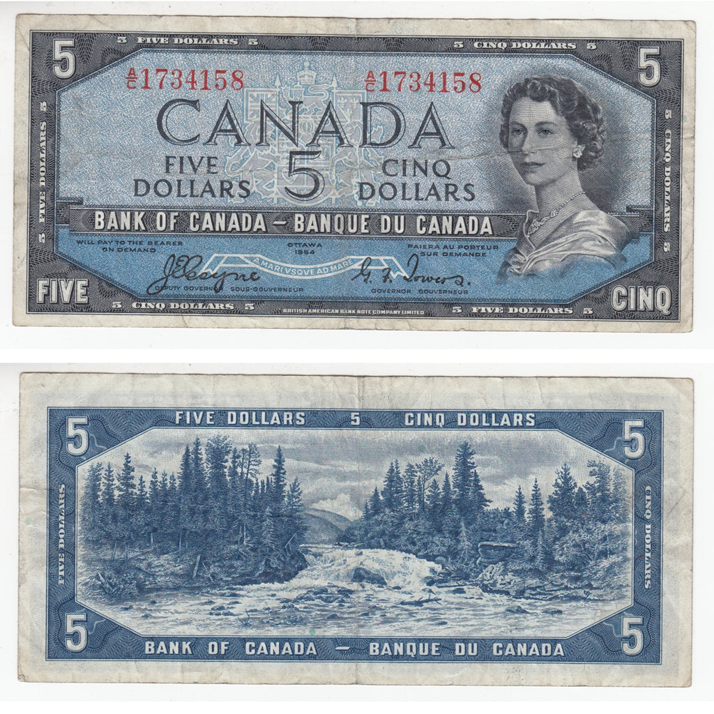 BC-31a 1954 Canada $5 Coyne-Towers, Devil's Face, A/C, Very Fine (VF20)
