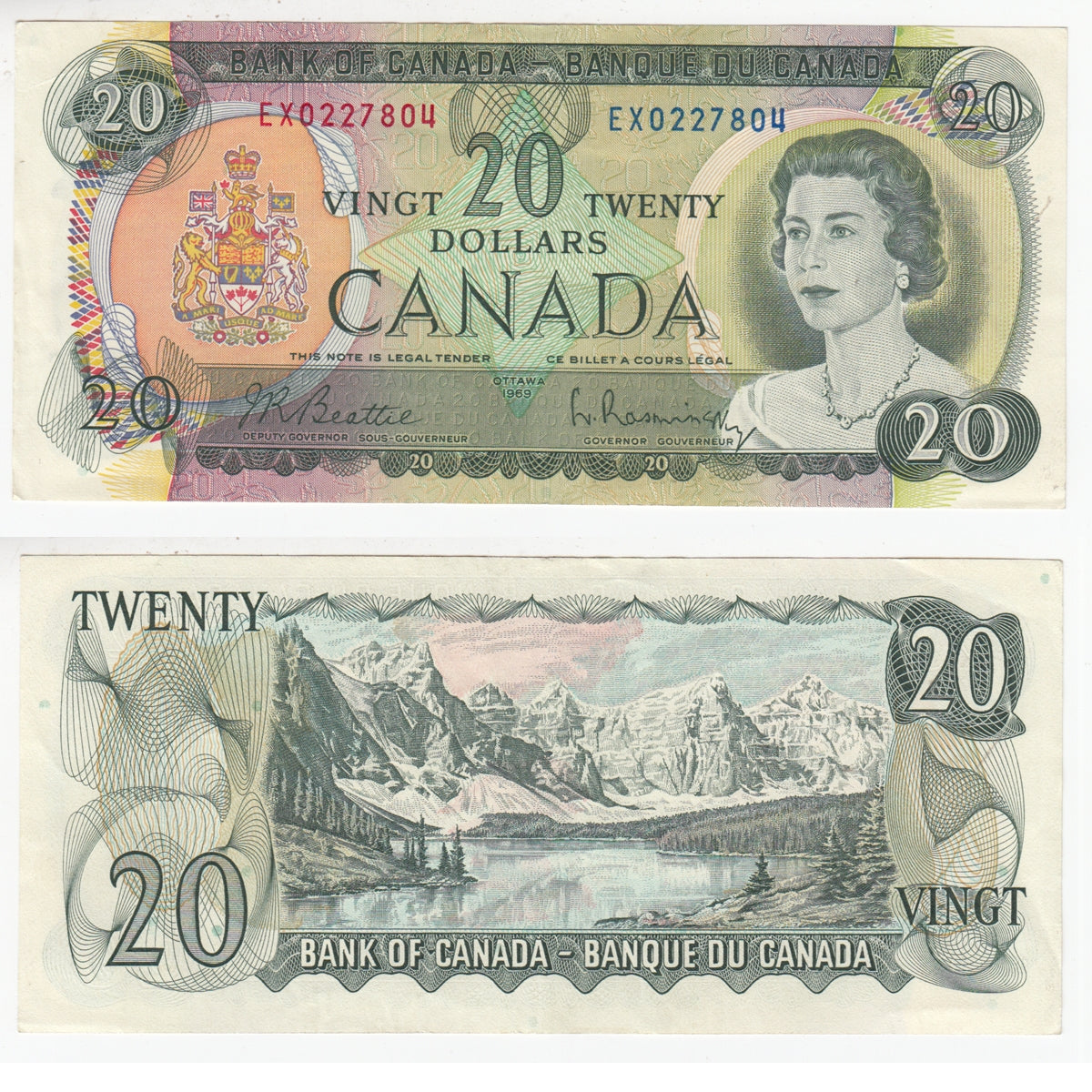 BC-50a 1969 Canada $20 Beattie-Rasminsky, EX, EF-AU (EF45)