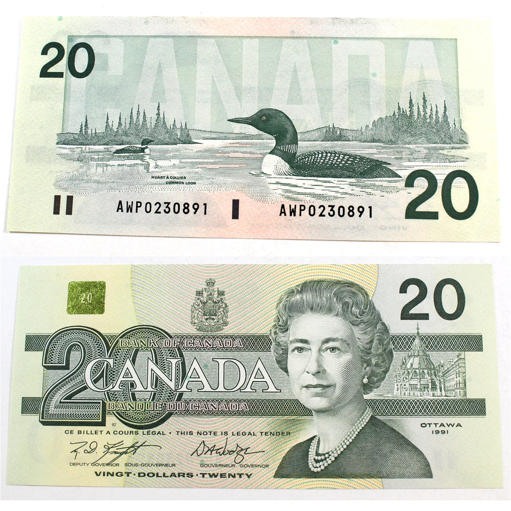 BC-58d-i 1991 Canada $20 Knight-Dodge, AWP, AU-UNC