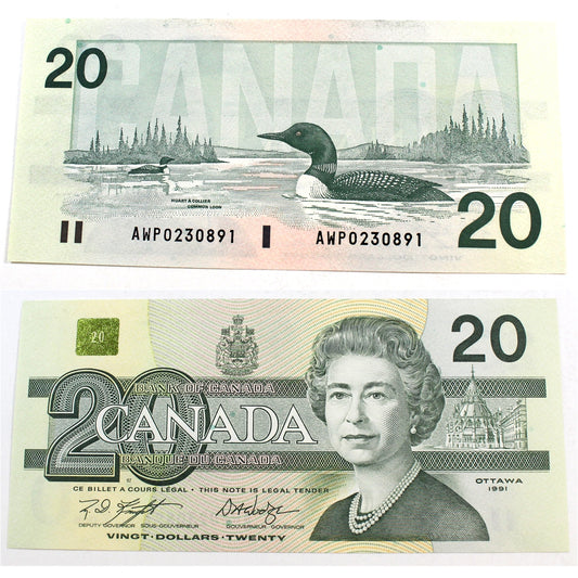 BC-58d-i 1991 Canada $20 Knight-Dodge, AWP, AU-UNC