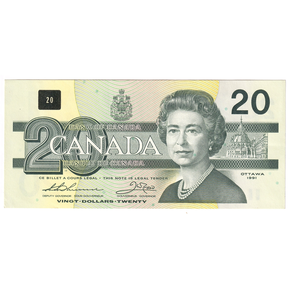 BC-58a 1991 Canada $20 Thiessen-Crow, EIE, Almost Uncirculated (AU50)