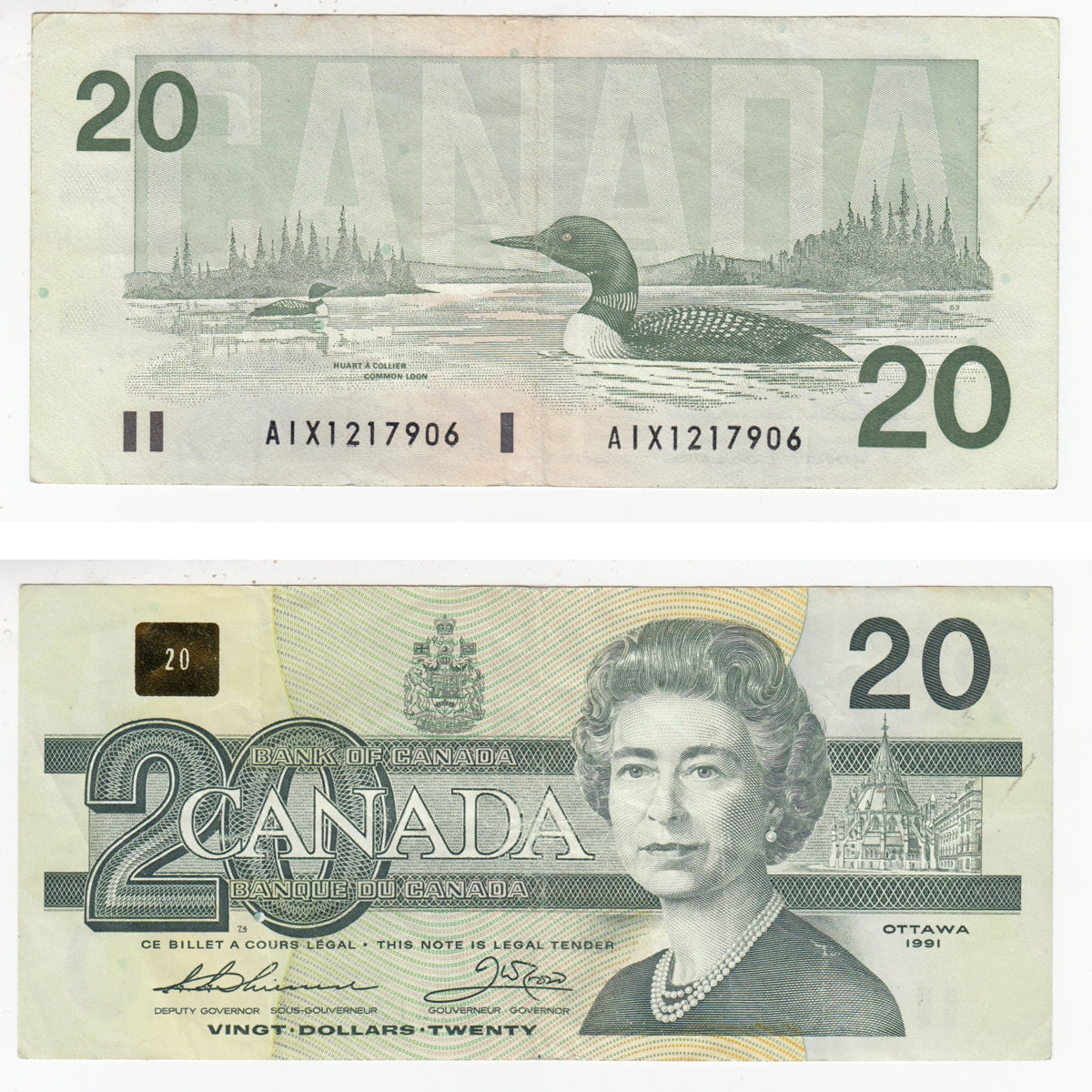BC-58aA-ii 1991 Canada $20 Thiessen-Crow, AIX, Circ