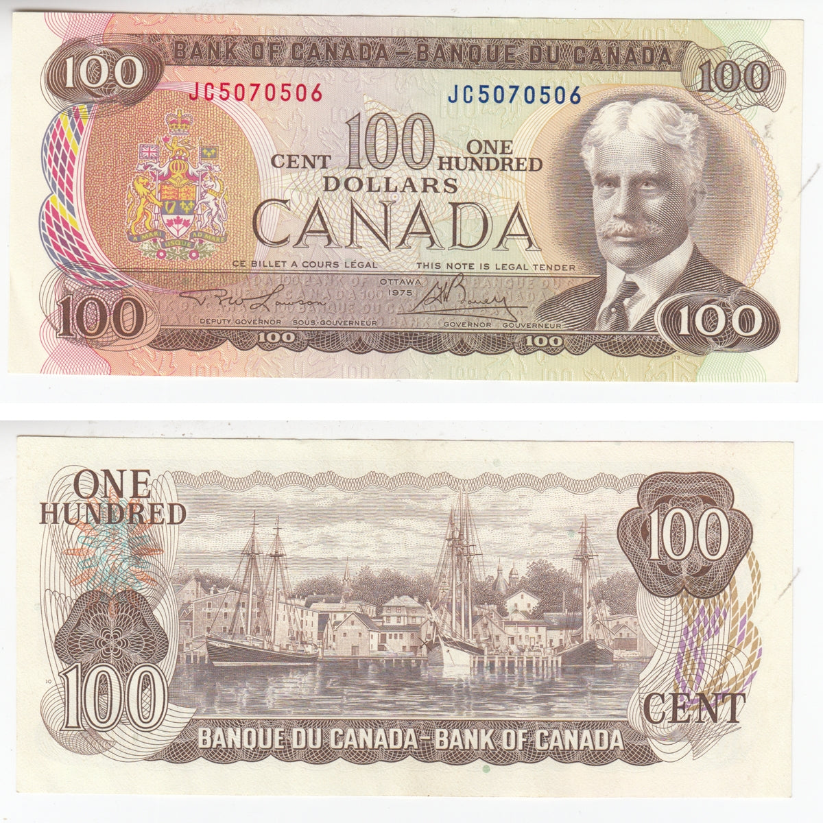BC-52a 1975 Canada $100 Lawson-Bouey, JC, Circ