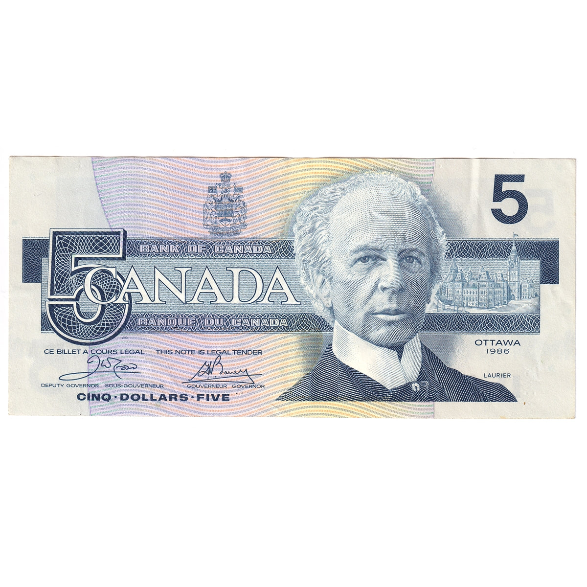 BC-56a 1986 Canada $5 Crow-Bouey, ENU, Extra Fine (EF40)
