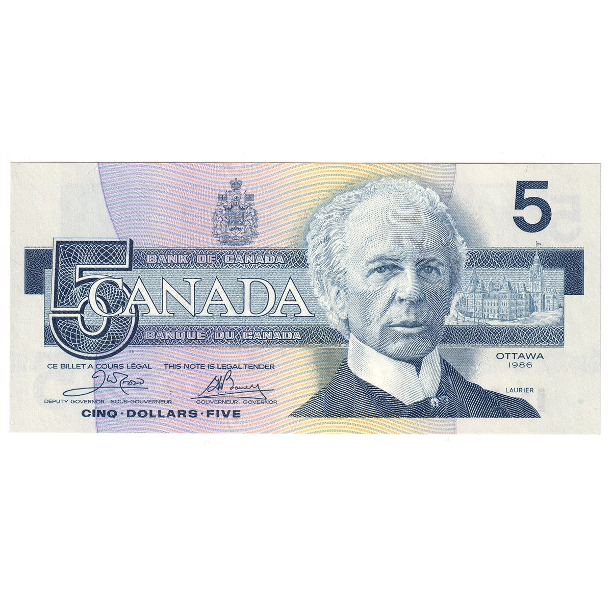 BC-56a 1986 Canada $5 Crow-Bouey, EOA, UNC