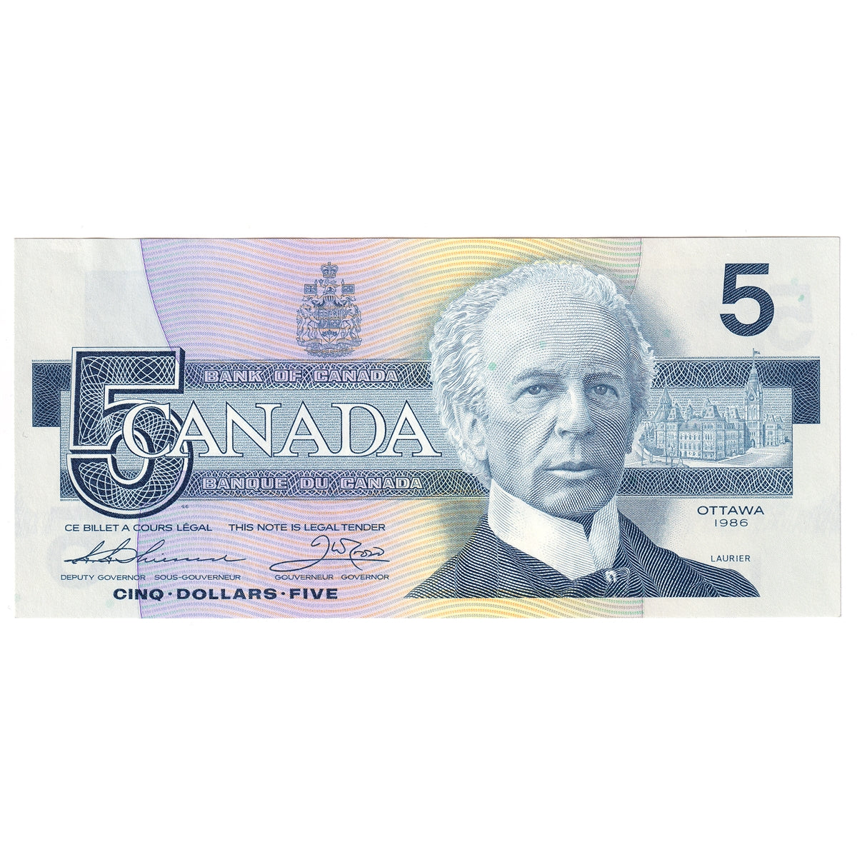 BC-56b 1986 Canada $5 Thiessen-Crow, FPG, AU-UNC
