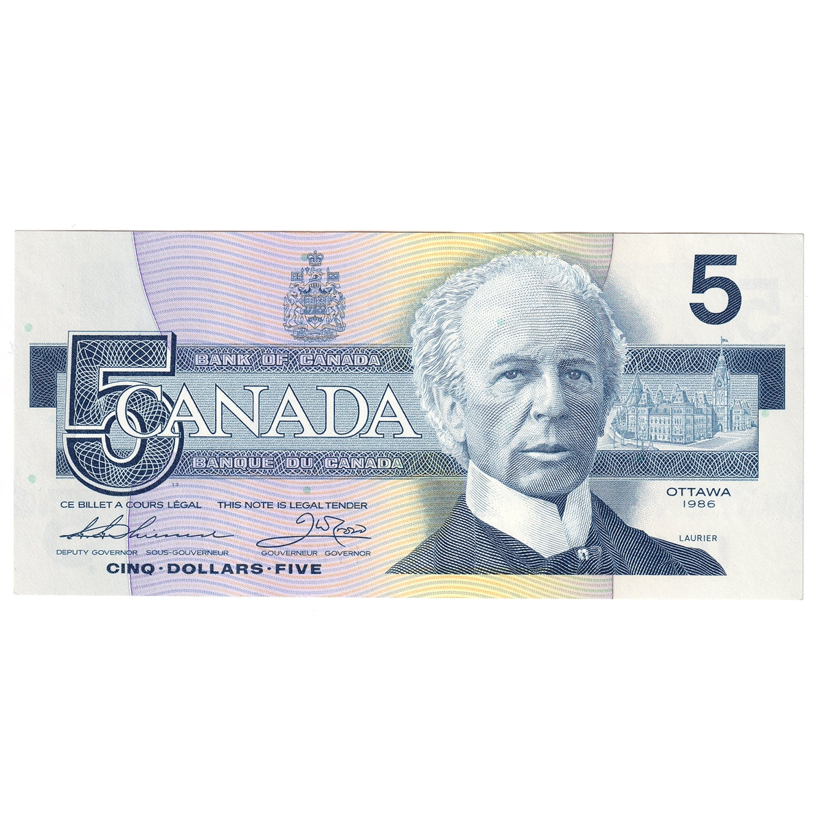 BC-56b 1986 Canada $5 Thiessen-Crow, FPU, CUNC