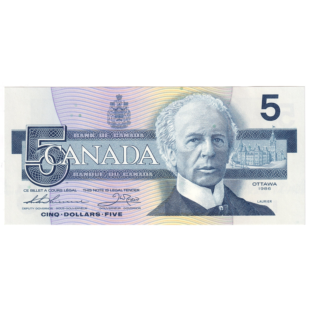 BC-56b 1986 Canada $5 Thiessen-Crow, GNC, CUNC