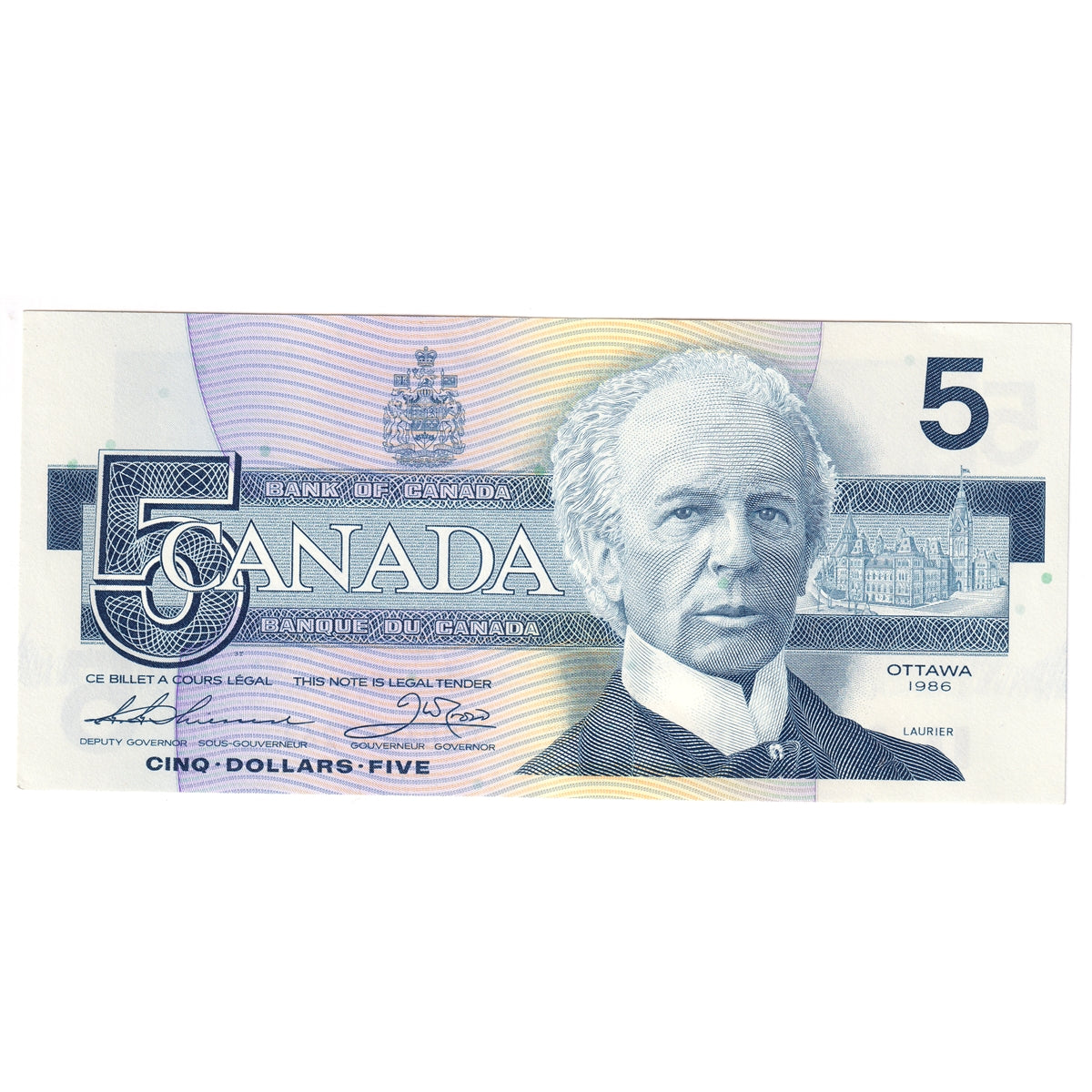 BC-56b 1986 Canada $5 Thiessen-Crow, GND, AU-UNC