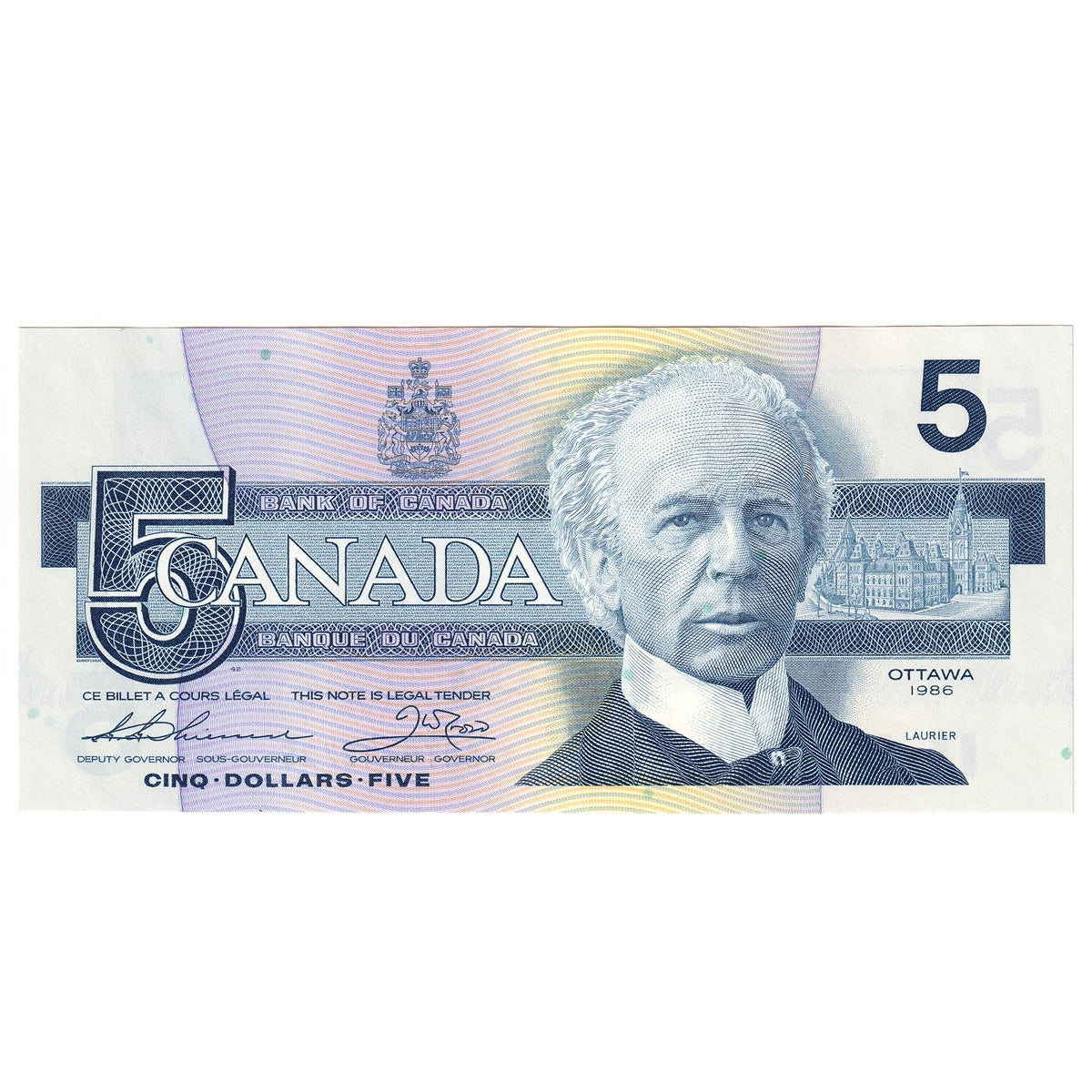 BC-56b 1986 Canada $5 Thiessen-Crow, GNT, CUNC