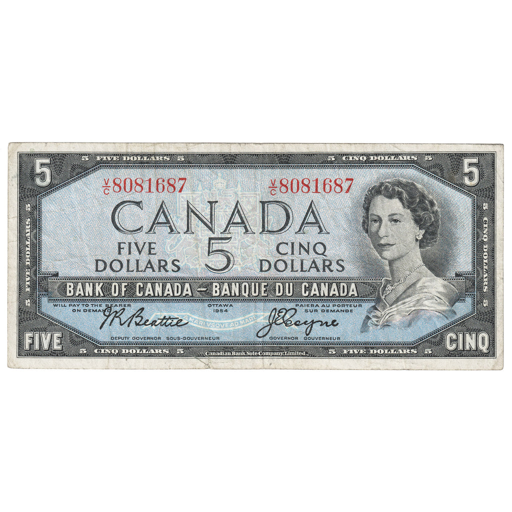 BC-39a-i 1954 Canada $5 Beattie-Coyne, V/C, F-VF