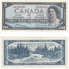 BC-39b 1954 Canada $5 Beattie-Rasminsky, P/X, Extra Fine (EF40)