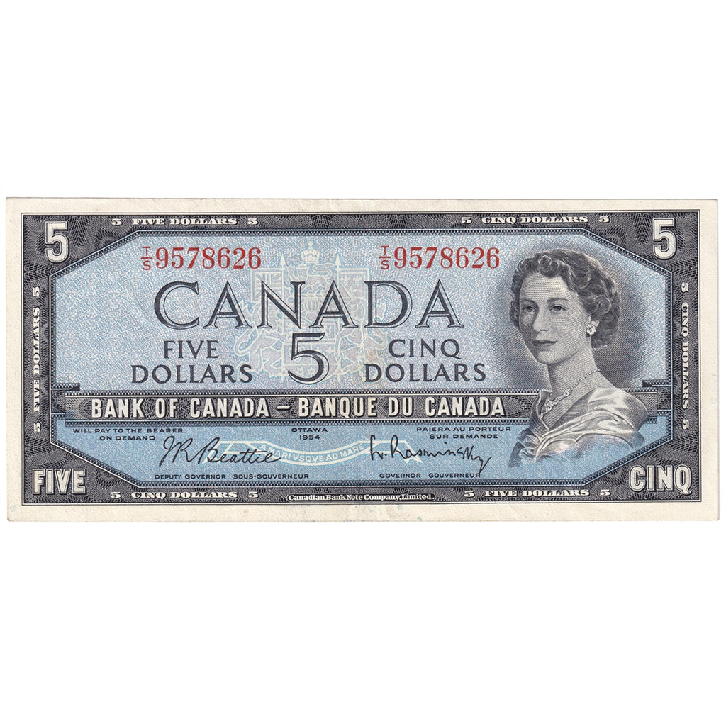 BC-39b 1954 Canada $5 Beattie-Rasminsky, T/S, VF-EF (VF30)
