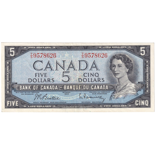 BC-39b 1954 Canada $5 Beattie-Rasminsky, T/S, VF-EF (VF30)