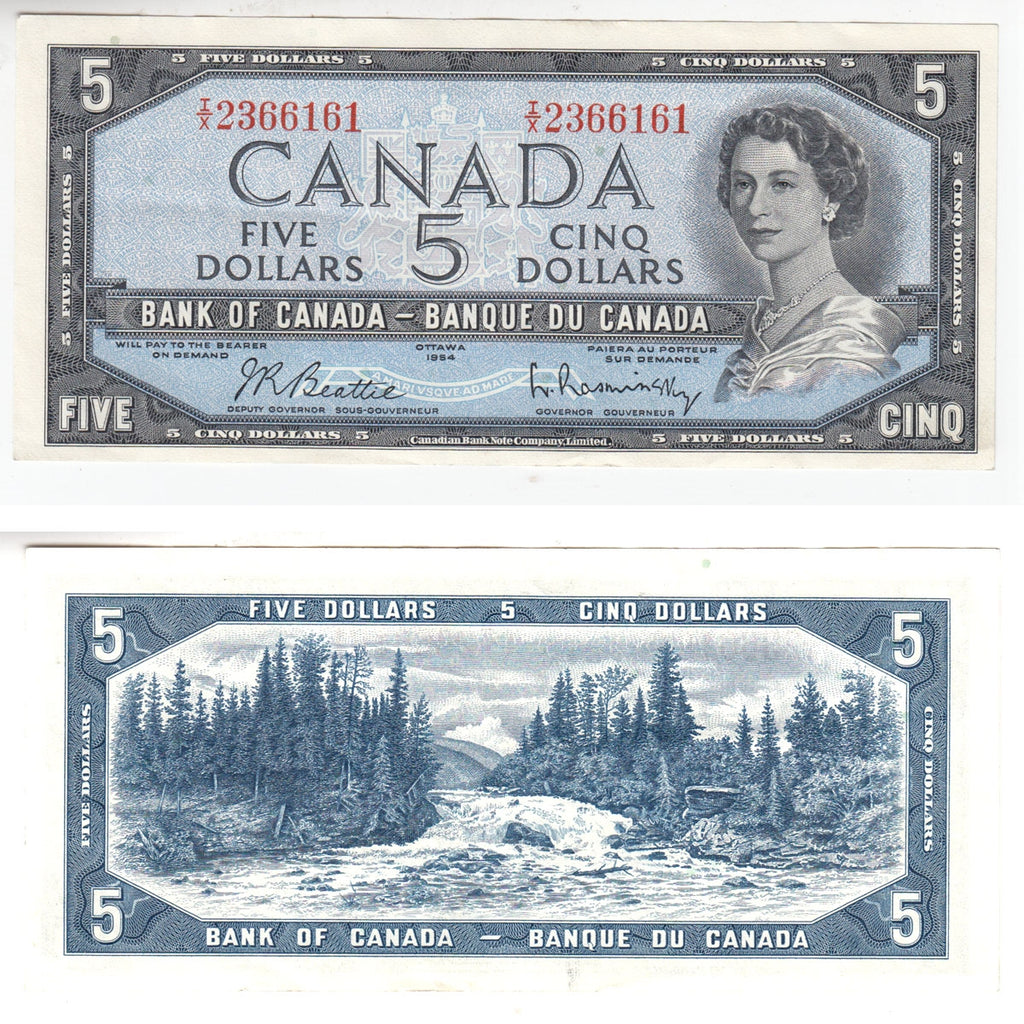 BC-39b 1954 Canada $5 Beattie-Rasminsky, I/X, AU-UNC (AU55)