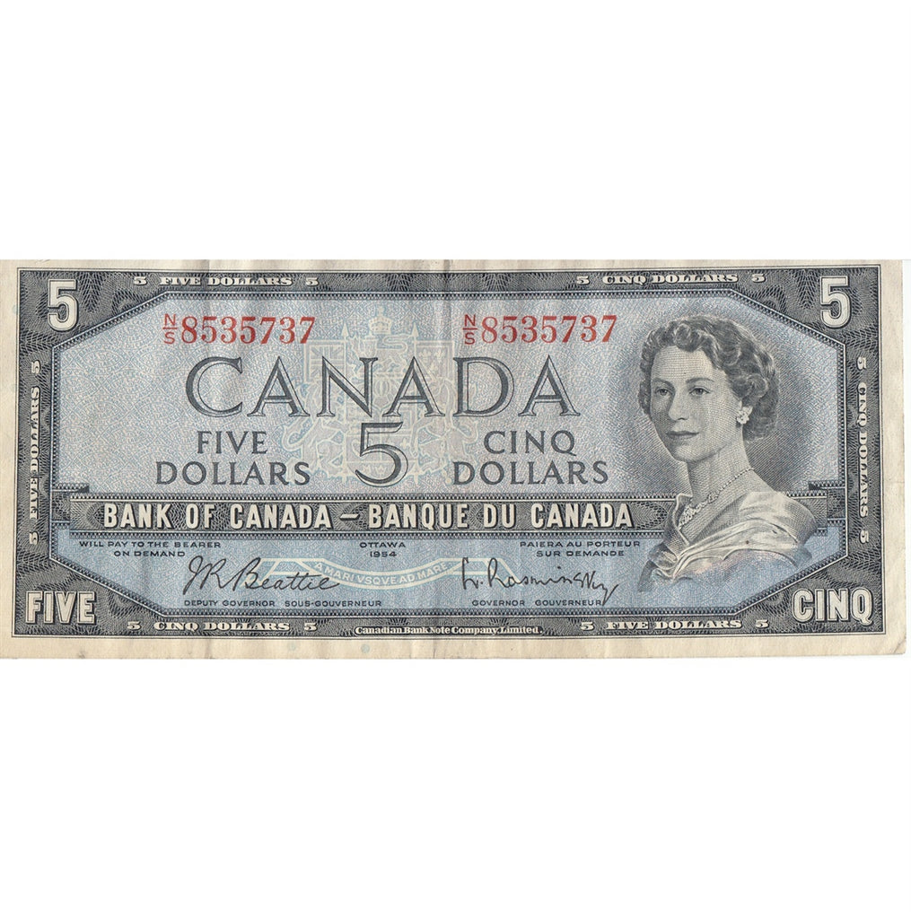 BC-39b 1954 Canada $5 Beattie-Rasminsky, N/S, VF