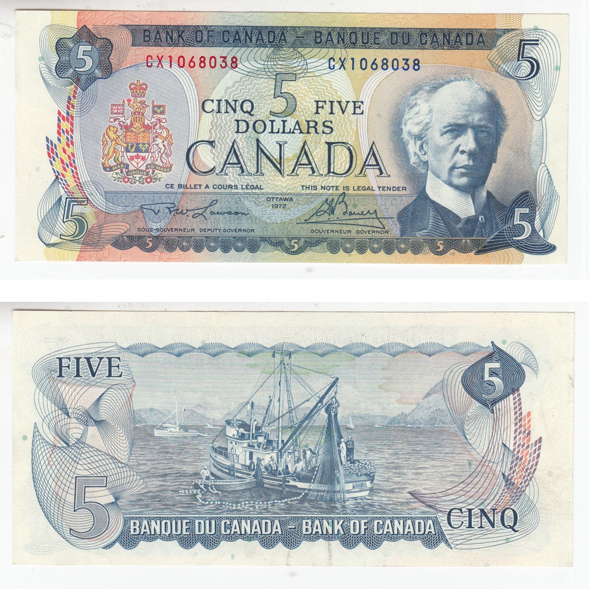 BC-48b 1972 Canada $5 Lawson-Bouey, CX, AU-UNC (AU55)