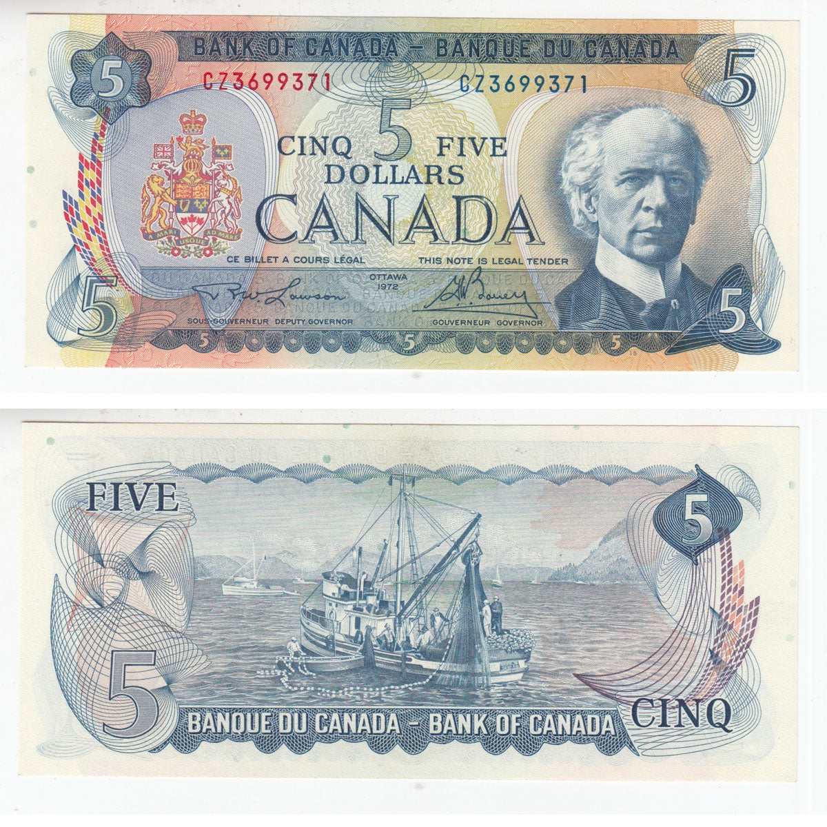 BC-48b 1972 Canada $5 Lawson-Bouey, CZ, Choice Uncirculated (CUNC63)