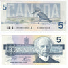 BC-56a 1986 Canada $5 Crow-Bouey, ENS, AU-UNC (AU55)