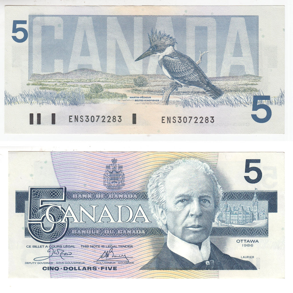 BC-56a 1986 Canada $5 Crow-Bouey, ENS, AU-UNC (AU55)