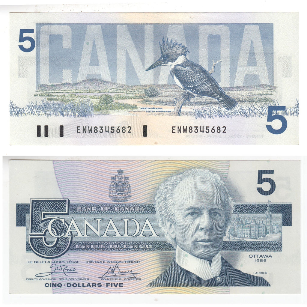 BC-56a 1986 Canada $5 Crow-Bouey, ENW, AU-UNC (AU55)
