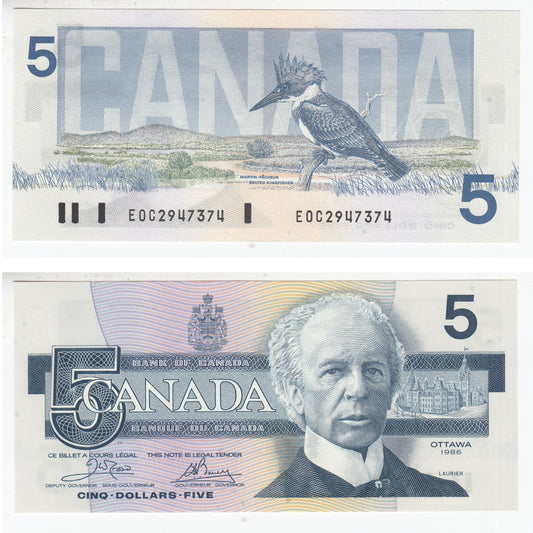 BC-56a 1986 Canada $5 Crow-Bouey, EOC, UNC