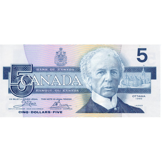 BC-56a-i 1986 Canada $5 Crow-Bouey, EOJ, AU