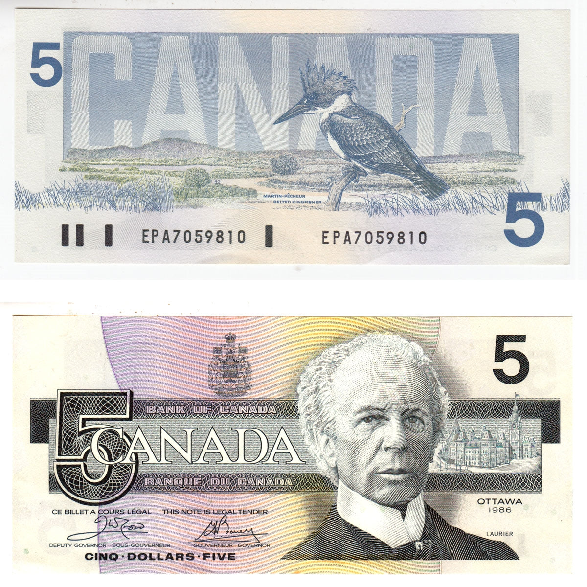 BC-56a-i 1986 Canada $5 Crow-Bouey, EPA, AU-UNC (AU55)